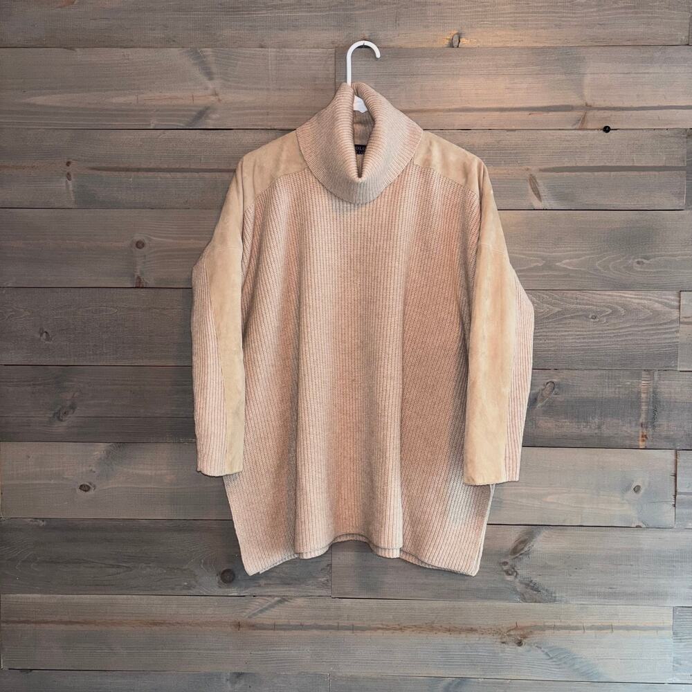 POLO RALPH LAUREN | Turtleneck Tunic 30% Cashmere 70% Merino Wool Suede Size S